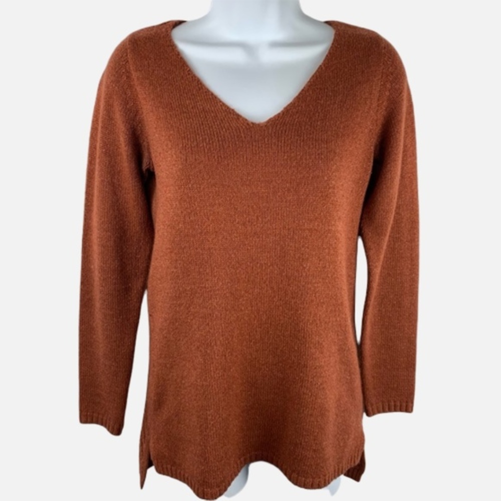 Merona V Neck Knit Burnt Orange Sweater